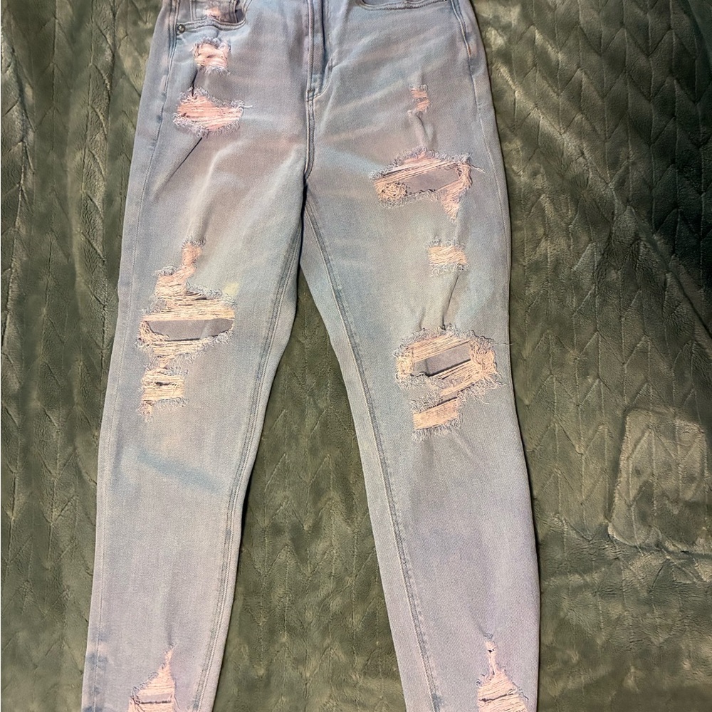 American Eagle Outfitters Ripped Light Blue Skinny Jeans